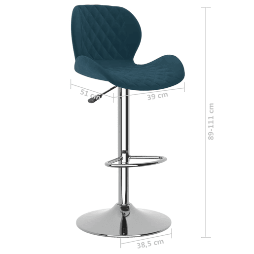 vidaXL Bancos de bar 2 pcs veludo azul