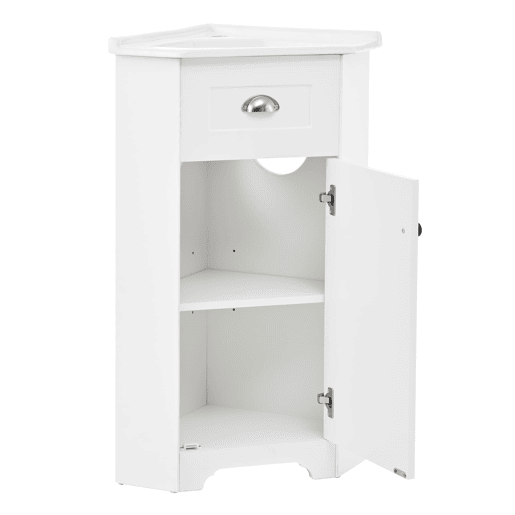 Móvel de casa de banho 81x47x93 cm - Suporte, lavatório em cerâmica, MDF resistente à água, arrumação - Branco