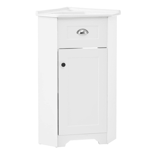 Móvel de casa de banho 81x47x93 cm - Suporte, lavatório em cerâmica, MDF resistente à água, arrumação - Branco