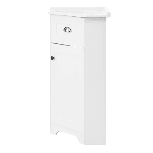 Móvel de casa de banho 81x47x93 cm - Suporte, lavatório em cerâmica, MDF resistente à água, arrumação - Branco