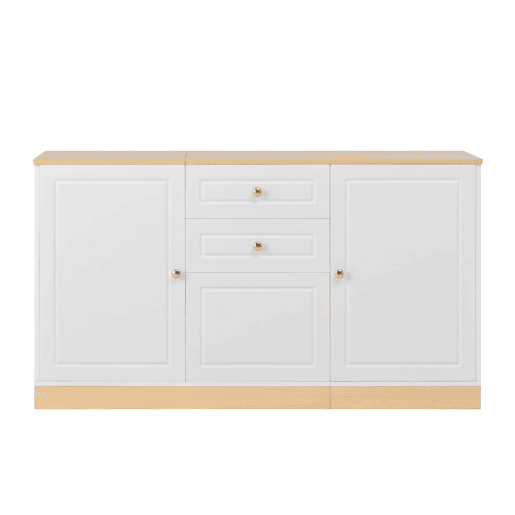 Aparador com 3 portas e 2 gavetas - armazenamento multifuncional para sala de estar e sala de jantar - Branco
