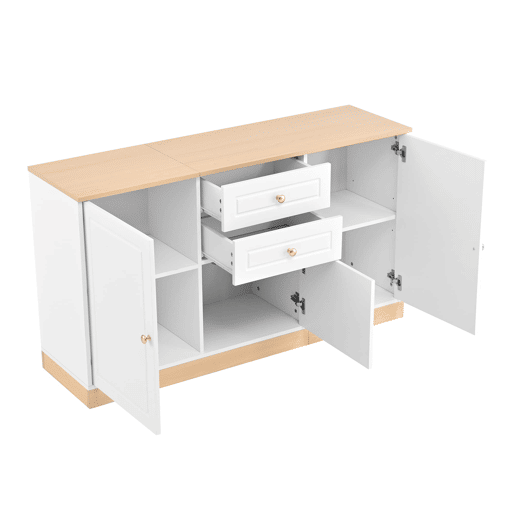 Aparador com 3 portas e 2 gavetas - armazenamento multifuncional para sala de estar e sala de jantar - Branco