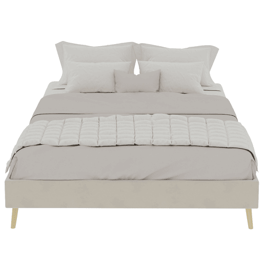Cama moderna minimalista 140x200 - Base baixa estilo moderno - Bege