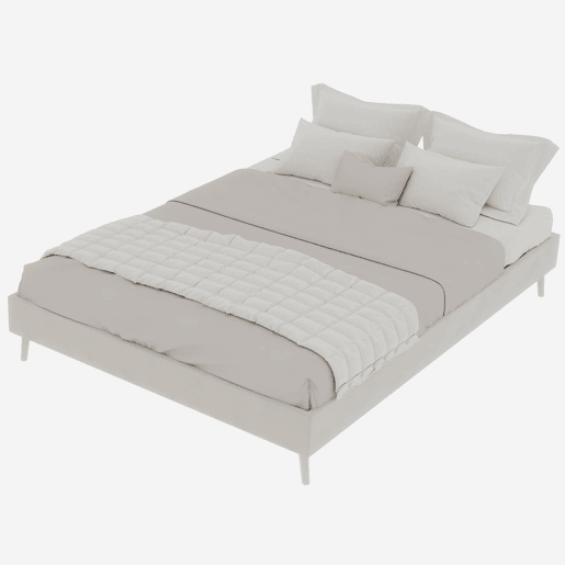Cama moderna minimalista 160x200 - Base baixa, estilo moderno - Bege Cama moderna minimalista 160x200 - Base baixa, estilo moderno - Bege