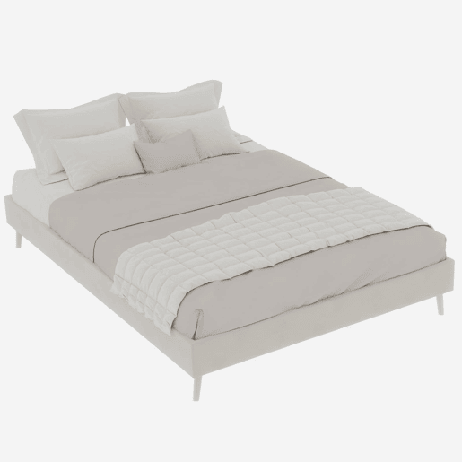Cama moderna minimalista 160x200 - Base baixa, estilo moderno - Bege Cama moderna minimalista 160x200 - Base baixa, estilo moderno - Bege