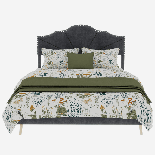 Cama minimalista 160x200 - cabeceira suave e confortável, base baixa multifuncional - cinzenta