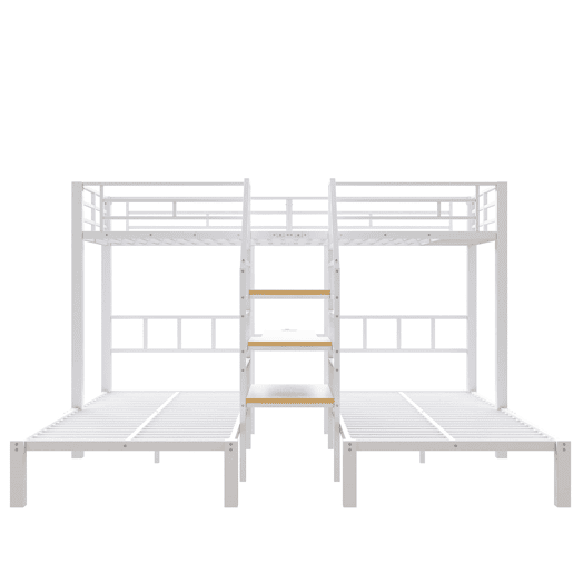 Beliche triplo 140x200+90x200 - LED, secretária, USB e tomada - Branco