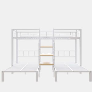 Beliche triplo 140x200+90x200 - LED, secretária, USB e tomada - Branco