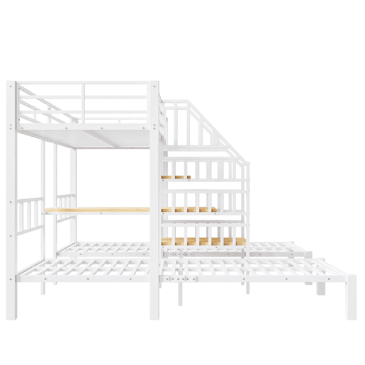 Beliche triplo 140x200+90x200 - LED, secretária, USB e tomada - Branco