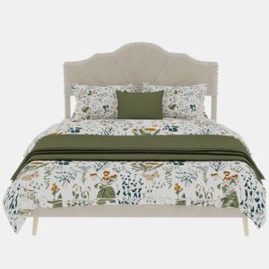 Cama estofada 160x200 - cabeceira macia e confortável, base baixa, multifuncional - bege