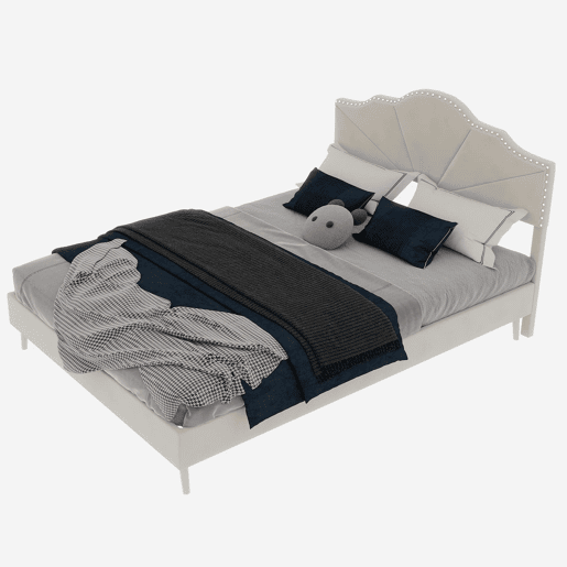 Cama estofada 160x200 - cabeceira macia e confortável, base baixa, multifuncional - bege