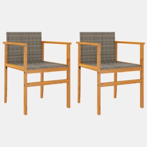 vidaXL Cadeiras de jardim 2 unidades madeira maciça e rattan sintético cinzento