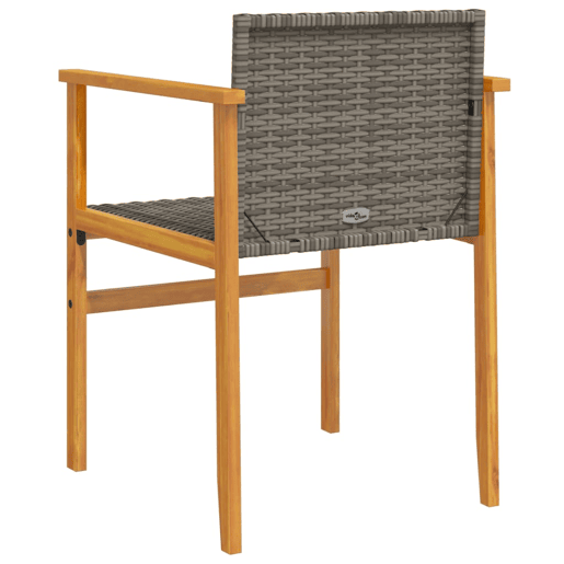 vidaXL Cadeiras de jardim 2 unidades madeira maciça e rattan sintético cinzento