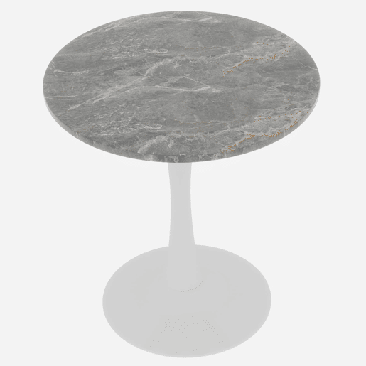 Mesa de centro 70 cm - estilo moderno de meados do século, tampo redondo em mármore - Branco antigo + Cinza escuro