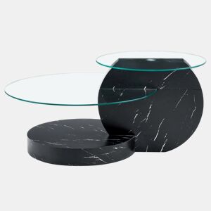 Mesa de centro em vidro temperado - design minimalista multicamadas - pretotransparente