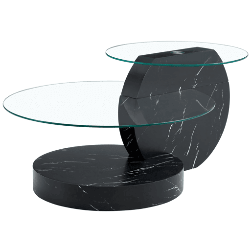 Mesa de centro em vidro temperado - design minimalista multicamadas - pretotransparente