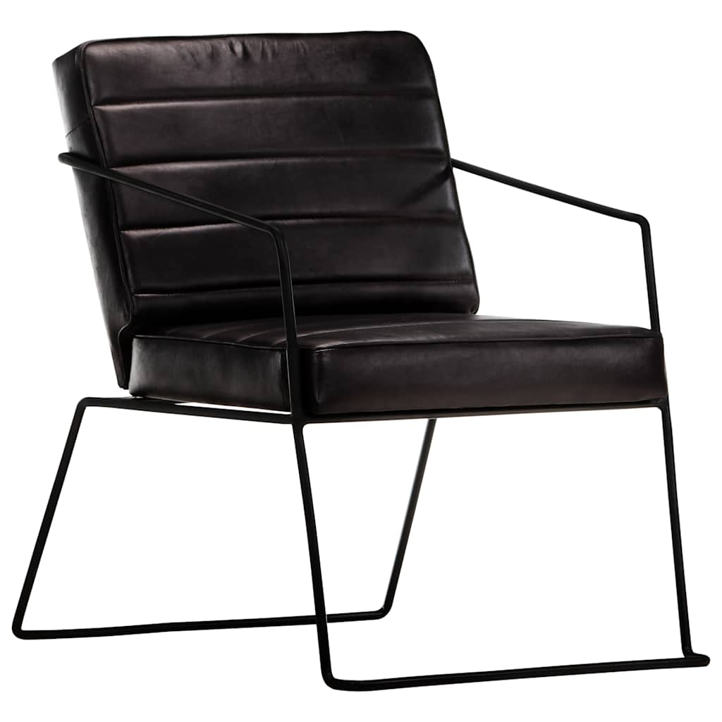 Vidaxl sillón de cuero auténtico negro