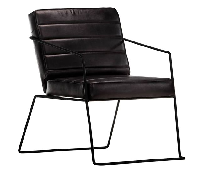 Vidaxl sillón de cuero auténtico negro
