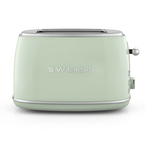 Torradeira vintage SWEISS GRS7 de 850 W com 2 ranhuras, 6 níveis de tostagem e função descongelar, verde