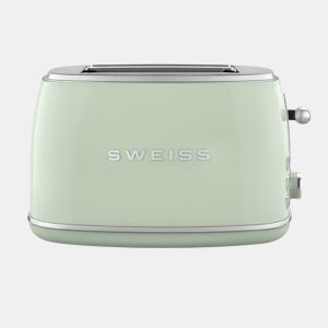 Torradeira vintage SWEISS GRS7 de 850 W com 2 ranhuras, 6 níveis de tostagem e função descongelar, verde