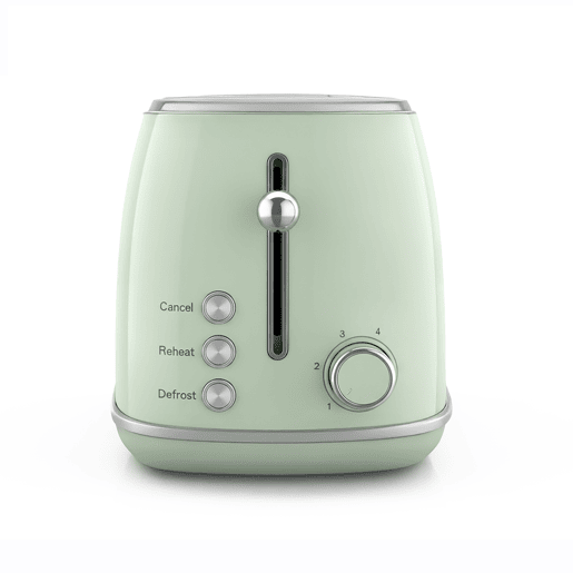 Torradeira vintage SWEISS GRS7 de 850 W com 2 ranhuras, 6 níveis de tostagem e função descongelar, verde