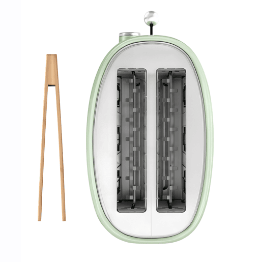 Torradeira vintage SWEISS GRS7 de 850 W com 2 ranhuras, 6 níveis de tostagem e função descongelar, verde