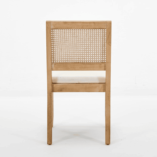 Cadeiras de sala de jantar em rattan, 2 unidades - estilo mid century, assento em cana, estrutura em madeira - bege