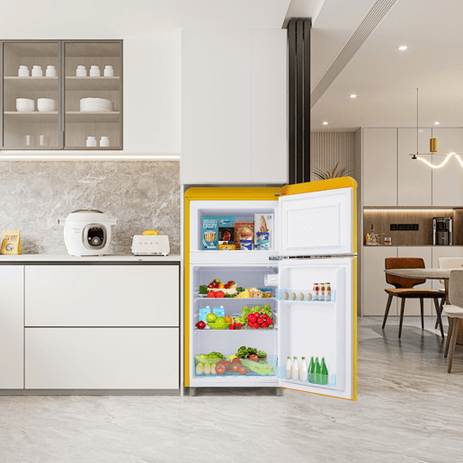 Frigorífico retro 72L - Porta dupla superior e inferior - Amarelo