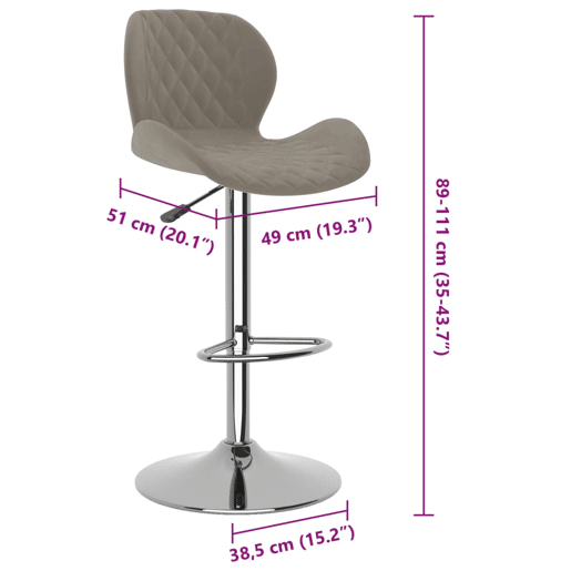 vidaXL Bancos de bar 2 pcs veludo cinzento-claro