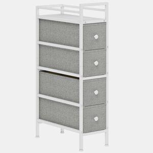 HOMCOM Móvel de Arrumação Estreito com 4 Gavetas de Tecido Cómoda para Quarto Estreita com Estrutura de Aço para Espaços Pequenos Sala de Estar Closet Casa de Banho 20x43x81,5 cm Cinzento Claro