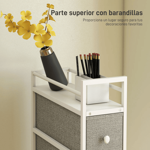 HOMCOM Móvel de Arrumação Estreito com 4 Gavetas de Tecido Cómoda para Quarto Estreita com Estrutura de Aço para Espaços Pequenos Sala de Estar Closet Casa de Banho 20x43x81,5 cm Cinzento Claro HOMCOM Móvel de Arrumação Estreito com 4 Gavetas de Tecido Cómoda para Quarto Estreita com Estrutura de Aço para Espaços Pequenos Sala de Estar Closet Casa de Banho 20x43x81,5 cm Cinzento Claro