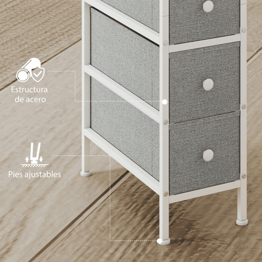 HOMCOM Móvel de Arrumação Estreito com 4 Gavetas de Tecido Cómoda para Quarto Estreita com Estrutura de Aço para Espaços Pequenos Sala de Estar Closet Casa de Banho 20x43x81,5 cm Cinzento Claro HOMCOM Móvel de Arrumação Estreito com 4 Gavetas de Tecido Cómoda para Quarto Estreita com Estrutura de Aço para Espaços Pequenos Sala de Estar Closet Casa de Banho 20x43x81,5 cm Cinzento Claro