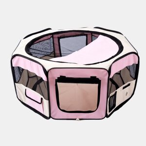 PawHut Parque Dobrável para Cães e Gatos, Cercado Portátil para Animais Pequenos Impermeável de Tecido Oxford com 2 Portas, para Exterior e Interior, Ø90x41 cm, Rosa