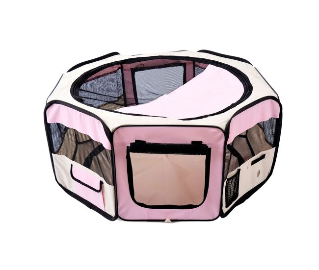 Pawhut parque plegable para perros y gatos, corralito portátil para animales pequeños impermeable de tela oxford con 2 puertas, para exterior e