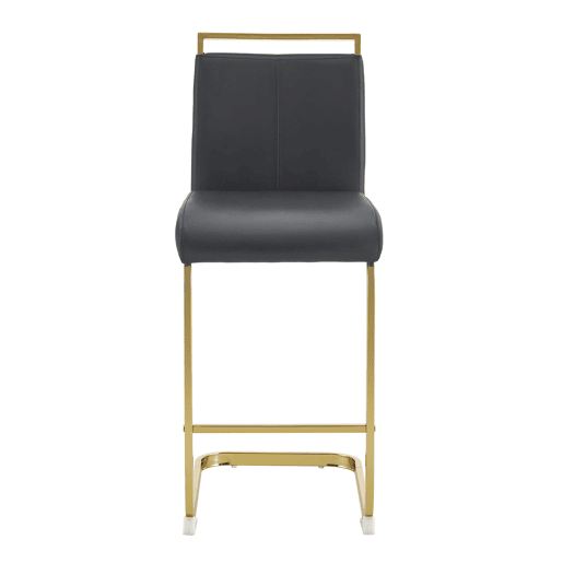 Bancos de bar 2 unidades - Estilo nórdico, couro sintético, pernas metálicas - Preto+Dourado
