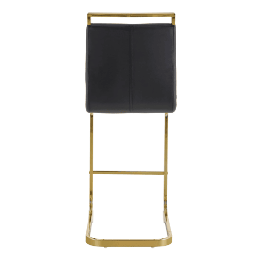 Bancos de bar 2 unidades - Estilo nórdico, couro sintético, pernas metálicas - Preto+Dourado