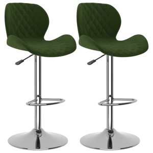 vidaXL Bancos de bar 2 pcs veludo verde-escuro