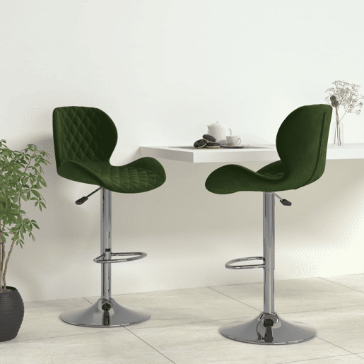 vidaXL Bancos de bar 2 pcs veludo verde-escuro