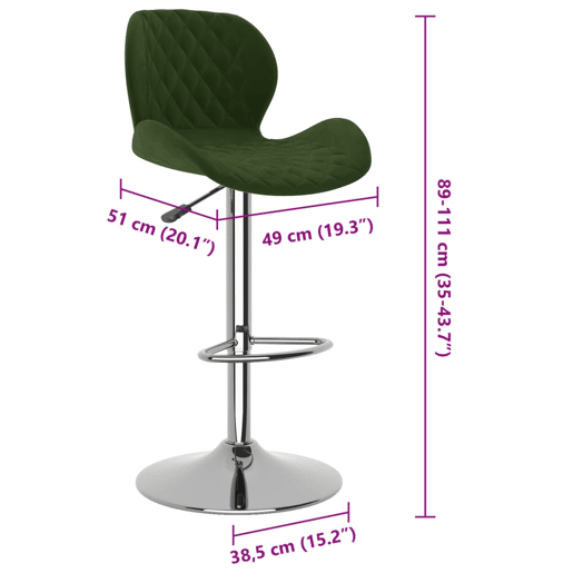 vidaXL Bancos de bar 2 pcs veludo verde-escuro