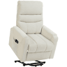 HOMCOM Poltrona de Massagem Relax Poltrona Levanta Pessoas com Reclinação Elétrica em até 135° com Controle Remoto e 8 Zonas de Massagem Estofado em Veludo Cotelê e Acolchoada 83x92x110 cm Bege