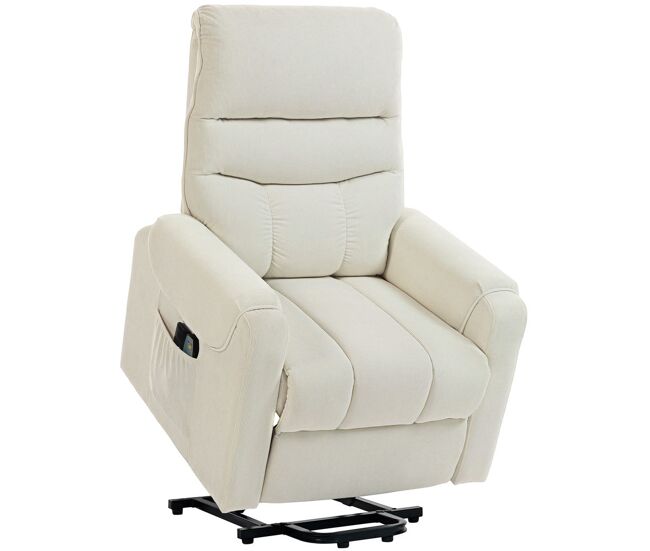 Homcom sillón relax reclinable eléctrico levanta personas, sillón elevador con 8 puntos de masaje, 2 controles remotos, reposapiés, tapizado en pana,