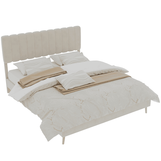 Cama estofada 160x200 - cabeceira acolchoada, base baixa sem arrumação - bege Cama estofada 160x200 - cabeceira acolchoada, base baixa sem arrumação - bege