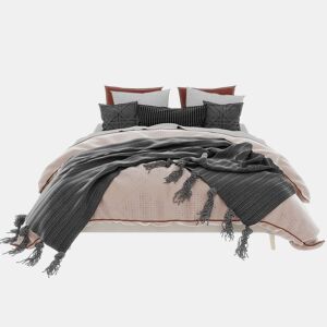 Estrutura de cama 160x200 cm - minimalista veludo holandês, base baixa - bege