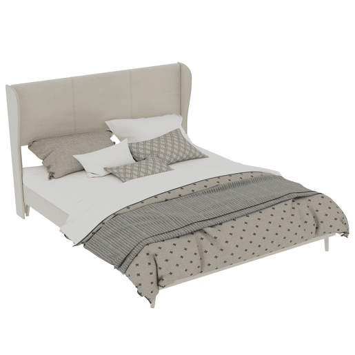 Cama estofada minimalista 160x200 - cabeceira acolchoada, base baixa sem arrumação - bege