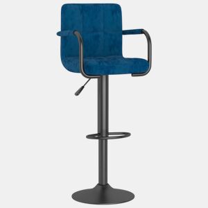 vidaXL Banco de bar veludo azul