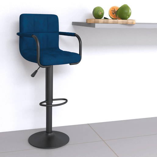 vidaXL Banco de bar veludo azul