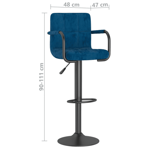 vidaXL Banco de bar veludo azul