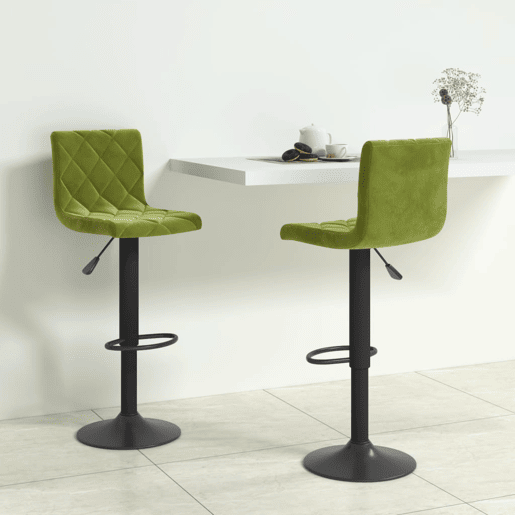 vidaXL Bancos de bar 2 pcs veludo verde-claro vidaXL Bancos de bar 2 pcs veludo verde-claro