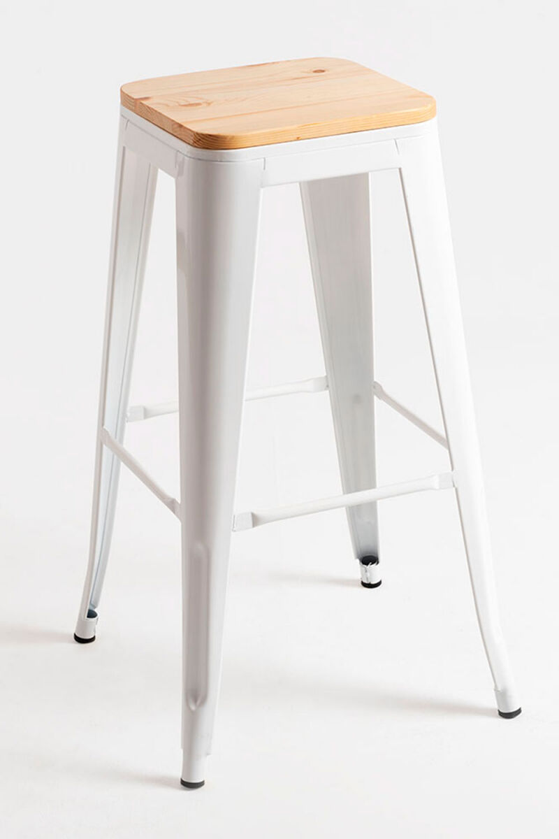 Pack 4 taburetes torix altos madera natural - blanco
