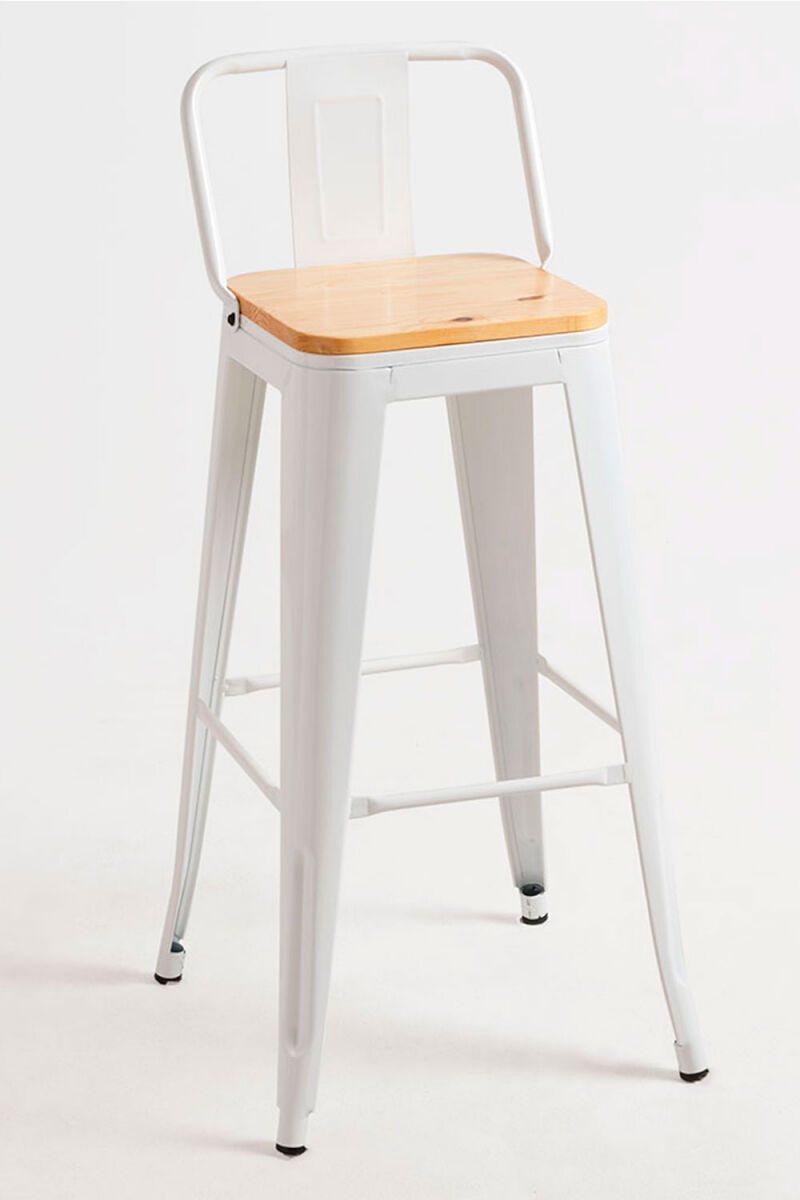 Pack 4 taburetes torix respaldo madera natural - blanco
